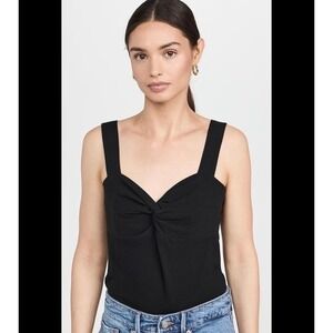 Nation LTD Mercy Twist Front Tank Top Jet Black Womens Large NWT New